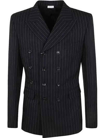 Comme Des Garçons Homme Deux Pinstripe Stretch Wool Gabardine Blazer In Black