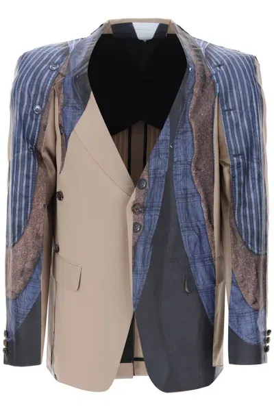 Comme Des Garçons Homme Deux Sleeveless Blazer With Trom In Neutrals