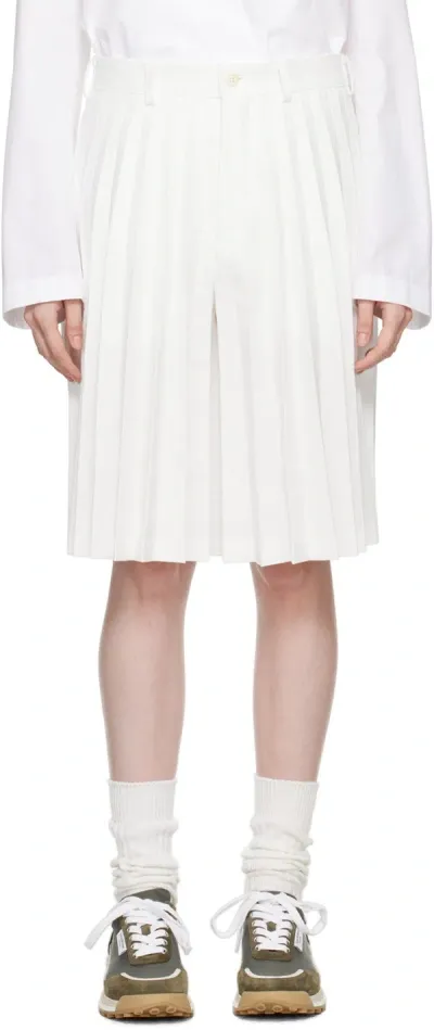 Comme Des Garçons Homme Deux White Pleated Shorts In 2 White