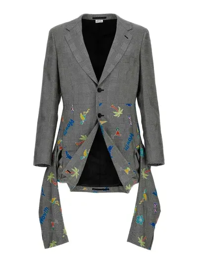 Comme Des Garcons Hommes Plus Single- Breasted Blazer In Grey