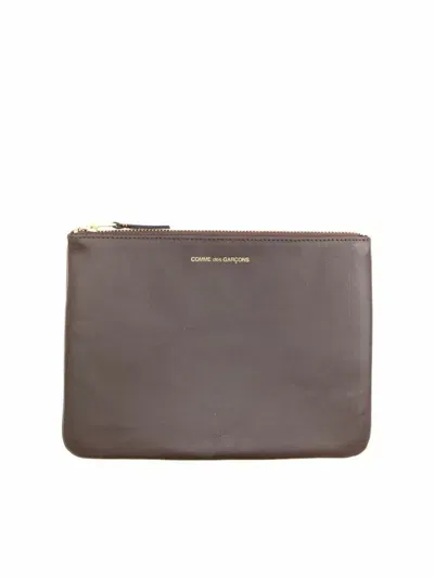 Comme Des Garçons Leather Clutch Bag In Brown