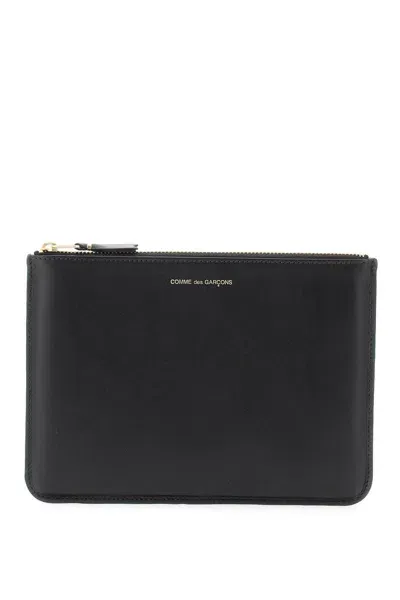 Comme Des Garçons Leather Pouch In Polka Dot Print (black)