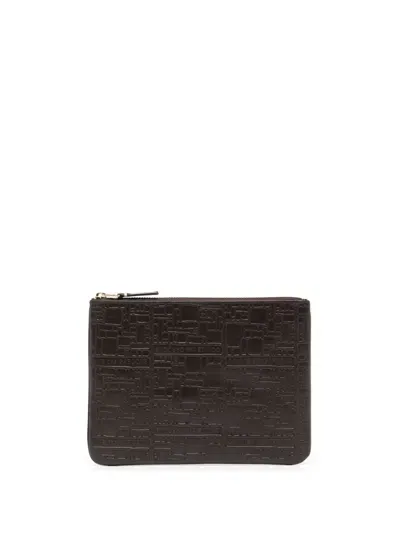 Comme Des Garçons Logo-embossed Leather Wallet In 褐色