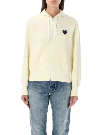 Comme Des Garçons Play Heart-patch Zip-up Hoodie In Pink