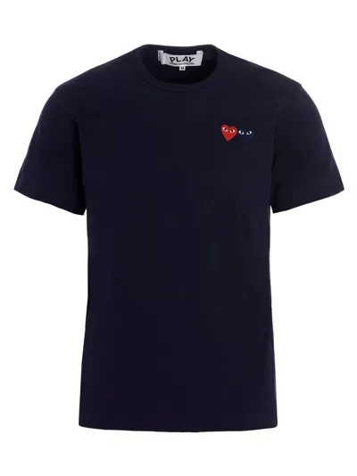 Comme Des Garçons Play Double Heart T-shirt In Black