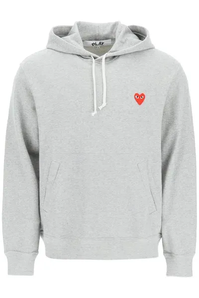 Comme Des Garçons Play Heart Patch Unisex Hoodie In Grey