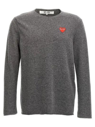 Comme Des Garçons Play Heart Sweater In Grey