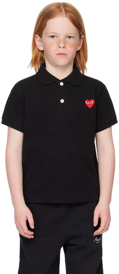 Comme Des Garçons Play Kids Black Emblem Polo In 1-black