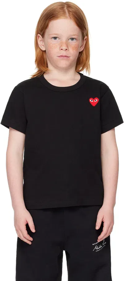 Comme Des Garçons Play Kids Black Emblem T-shirt In 1-black