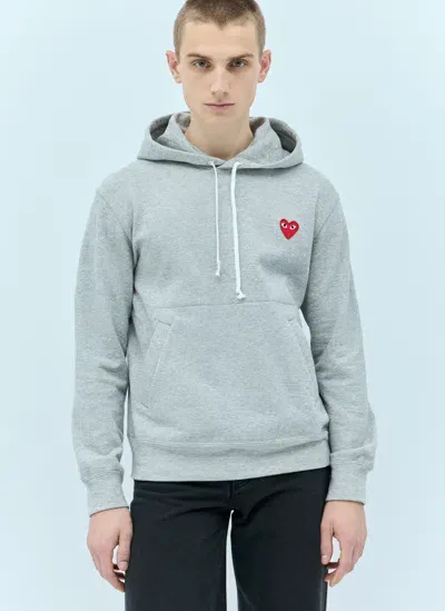 Comme Des Garçons Play Logo Patch Hooded Sweatshirt In Grey