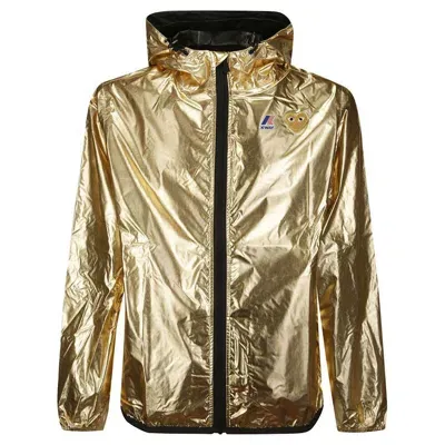 Comme Des Garçons Play X K-way Heart-patch Hooded Jacket In Gold