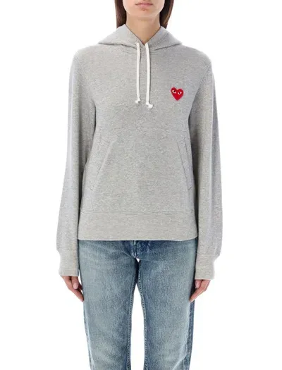 Comme Des Garçons Play Red Heart Hoodie In Grey