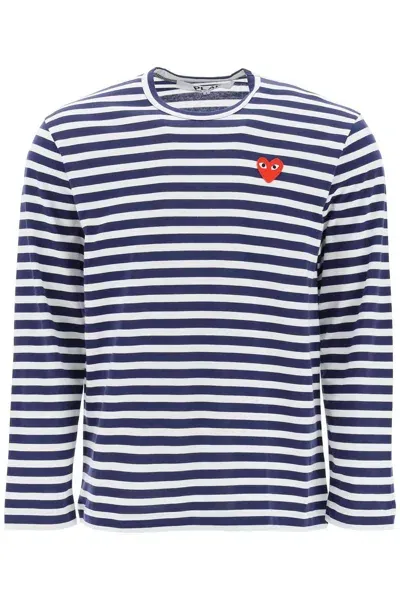 Comme Des Garçons Play Striped Long-sleeved T-shirt In Bianco