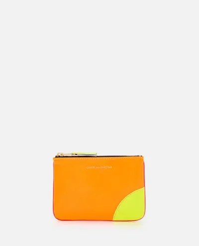 Comme Des Garçons Play Super Fluo Leather Line Wallet In Orange