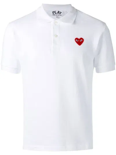 Comme Des Garçons Play Cotton-piqué Polo Shirt In White