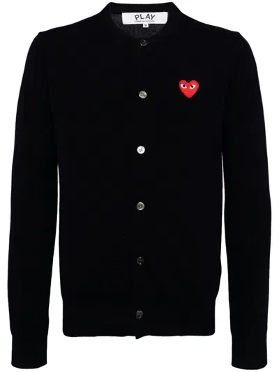 Comme Des Garçons Play Wool Cardigan In Black