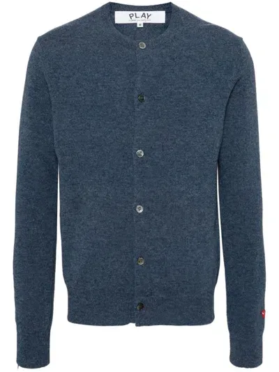 Comme Des Garçons Play Wool Cardigan In Blue