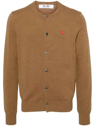 Comme Des Garçons Play Wool Cardigan In Brown