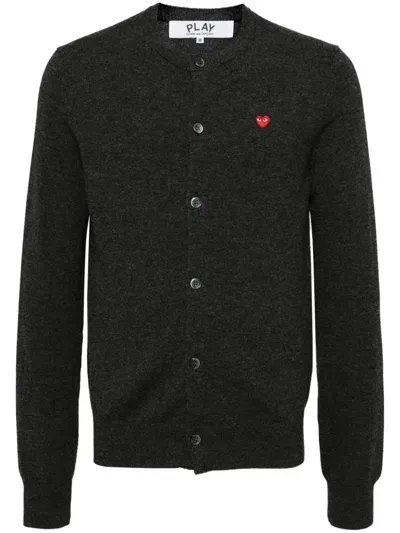 Comme Des Garçons Play Wool Cardigan In Grey