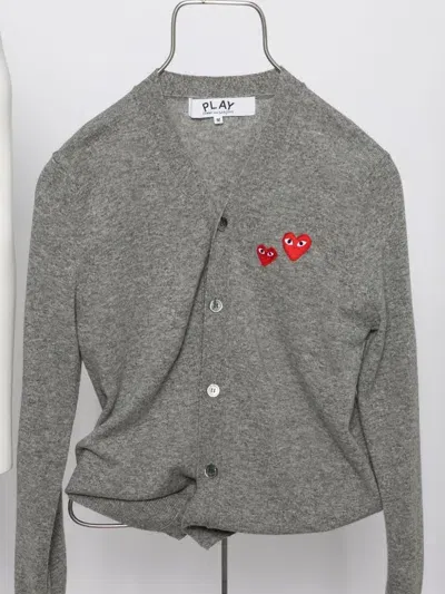 Comme Des Garçons Play Wool Cardigan In Grey