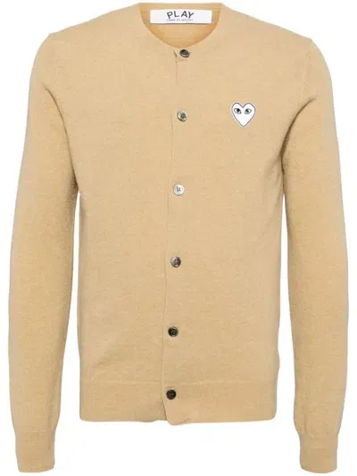 Comme Des Garçons Play Wool Cardigan In Neutrals