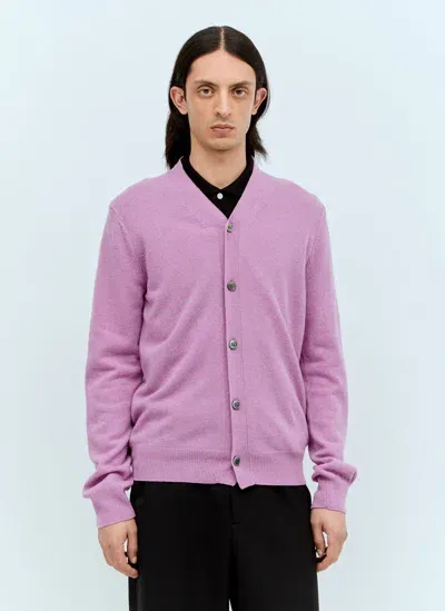 Comme Des Garçons Play Heart-embroidered Wool Cardigan In Purple