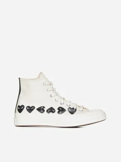 Comme Des Garçons Play Ivory Chuck Taylor High Top Sneakers In White