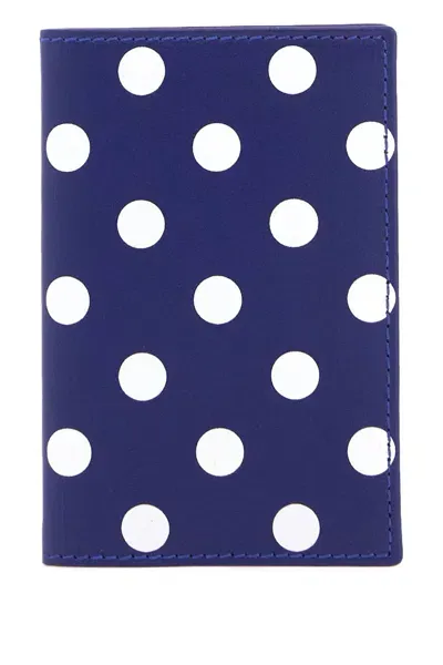 Comme Des Garçons Polka-dot Bifold Wallet In Blue