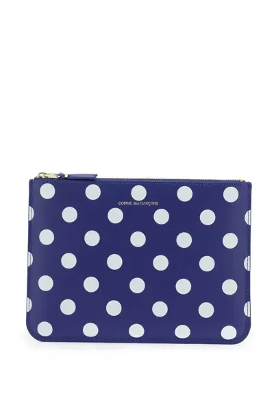 Comme Des Garçons Polka Dots Pouch In Blue,white