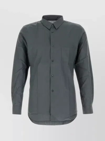 Comme Des Garçons Poplin Shirt With Chest Pocket And Long Sleeves In Grey