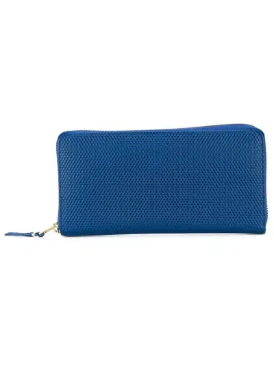 Comme Des Garçons Printed Calf Leather Wallet In Blue