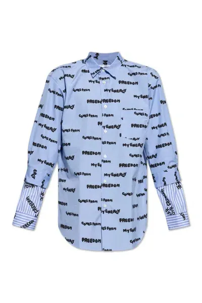 Comme Des Garçons Shirt Slogan-print Hirt In Multi