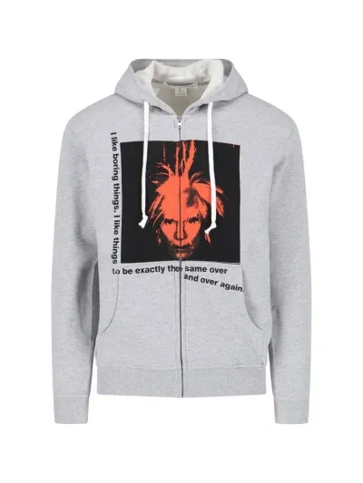 Comme Des Garçons Shirt Printed Zip Sweatshirt In Grey