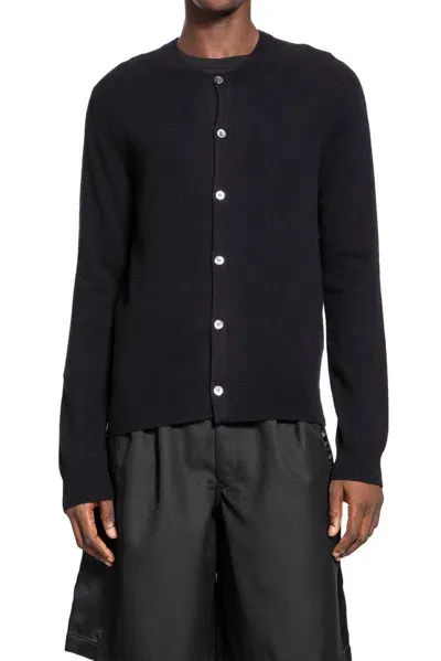 Comme Des Garçons Shirt Crenweck Knitted Cardigan In Black