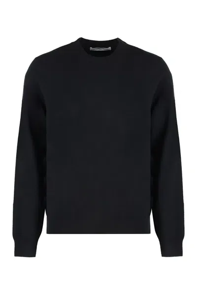 Comme Des Garçons Shirt Crew-neck Wool Sweater In Black