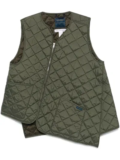 Comme Des Garçons Shirt Diamond-quilted Gilet In Green