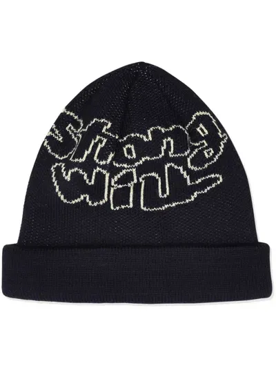 Comme Des Garçons Shirt Embroidered Logo Beanie In Blau