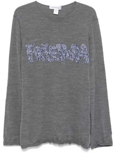 Comme Des Garçons Shirt Freedom-embroidered Sweater In Grey