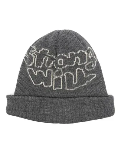 Comme Des Garçons Shirt Intarsia-knit Beanie Hat In Grey