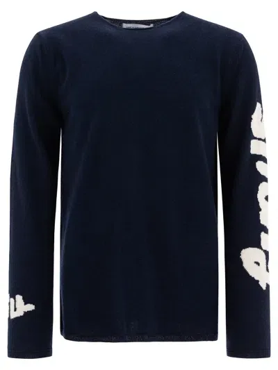 Comme Des Garçons Shirt Jacquard Crewneck Sweater In Blue