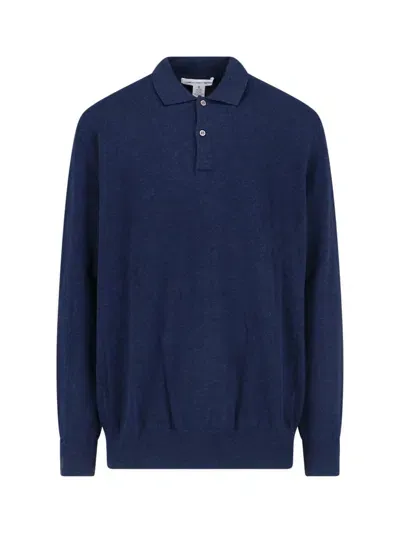 Comme Des Garçons Shirt Knitted Polo Shirt In Blue