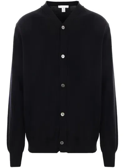 Comme Des Garçons Shirt V-neck Wool Cardigan In 黑色