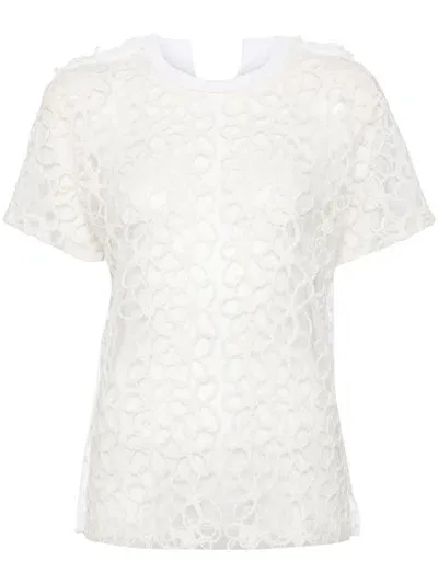 Comme Des Garçons Tao Corded Lace T-shirt In White