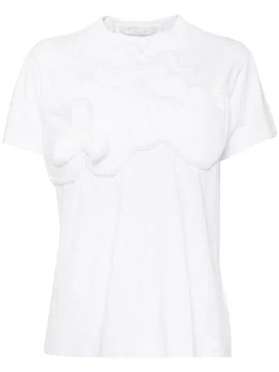 Comme Des Garçons Tao Floral-embellished T-shirt In White