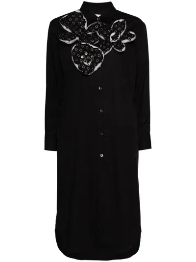 Comme Des Garçons Tao Floral-embellishment Long Sleeves Shirt In 黑色