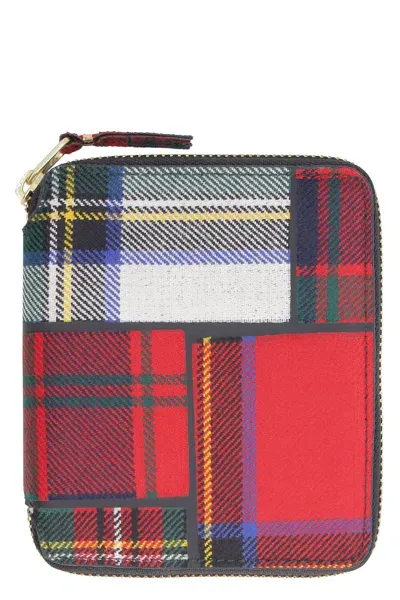 Comme Des Garçons Tartan Motif Zip Around Wallet In Multicolor