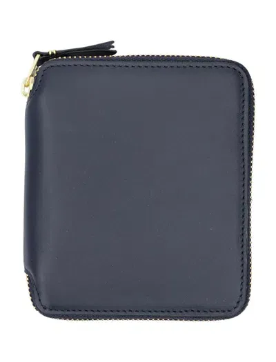 Comme Des Garçons Vertical Zip Around Wallet In Navy