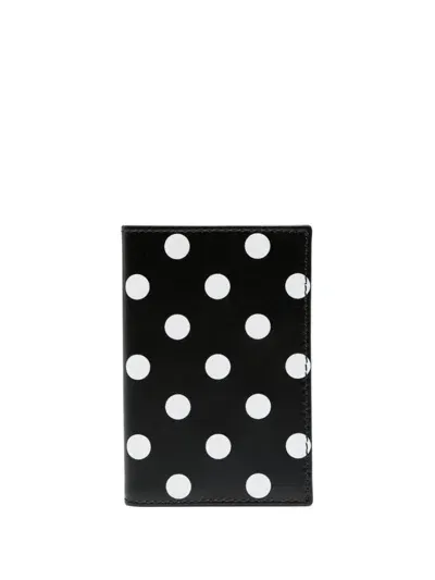 Comme Des Garçons Polka-dot Bi-fold Wallet In Black