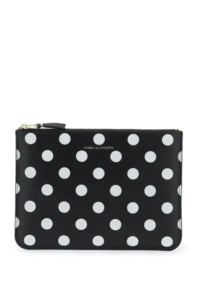 Comme Des Garçons Comme Des Garcons Wallet Polka Dots Pouch In 黑，白