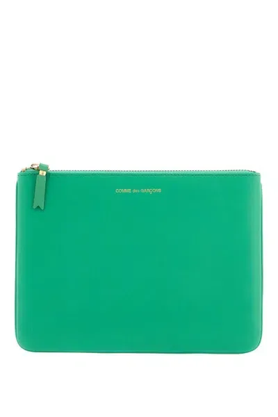 Comme Des Garçons Wallet Smooth Leather Pouch In Seven Words In Green